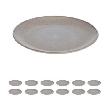 Imagem de 12 UN Prato Lanche Sobremesa Redondo Resistente 20cm Cinza - EVO