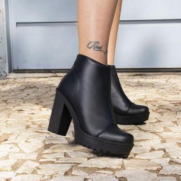 Imagem de Bota Coturno Tratorada Tendência Salto Alto Grosso Plataforma - Navit,