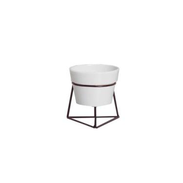 Imagem de Cachepot Decorativo em Cerâmica Home Modelo Plant com Suporte P Branco