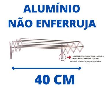 Imagem de Varal sanfonado parede 40 cm aluminio - alusini