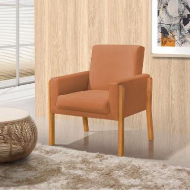 Imagem de Poltrona Sala de Espera Pés em Madeira Santorini Veludo Terracota - VI