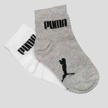 Imagem de Kit Meia Puma Cano Baixo 2 Pares Infantil Cinza e, 17-20