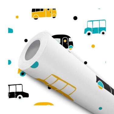 Imagem de Papel De Parede Adesivo Lavável Carrinho Kombi Color Infantil Menino 1
