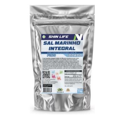 Imagem de Sal Marinho Integral Fino Iodado 1kg Salinas de Mossoro - Shin Life