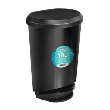 Imagem de Lixeira Cesto De Lixo Plástico 10Litros Tampa Pedal Preto - Arqplast