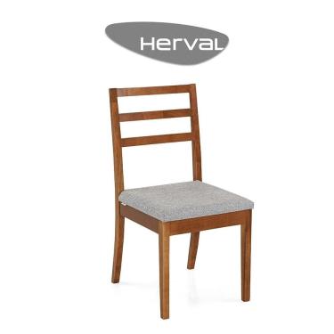 Imagem de Cadeira para Mesa de Jantar Herval Liv, Desmontável, Madeira Maciça, Cinza Claro e Amêndoa