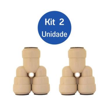Imagem de Kit 2 Conexão Engate Rápido Padrão Dmfit Y 2 Vias 3/8 X 3/8 - Armazém 