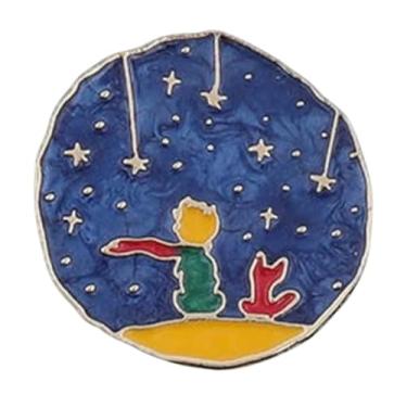 Imagem de Broche esmaltado de lapela The Little Prince Shooting Stars Night Sky Fox Rose Moon Planet Le Petit 3 cm, 1.2 Inches, Esmalte, Esmalte