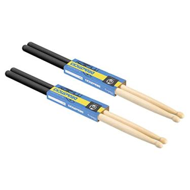 Imagem de PATIKIL Baqueta de madeira de bordo antiderrapante empunhadura para bengala de bateria 7A preta 2 pares para percussão de instrumentos musicais de percussão