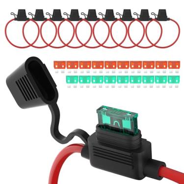Imagem de DAIERTEK Porta-Fusível Em Linha Ato/Atc 12 Volts À Prova D'Água com Fusível de Lâmina Média de 30 Amp e 40 Amp para Automóveis Marinhos - 10 Unidades