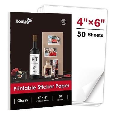 Imagem de Papel adesivo brilhante Koala para impressora a jato de tinta, 10 x 15 cm, 50 folhas, papel adesivo branco para impressão, papel autoadesivo para impressora de adesivos fotográficos