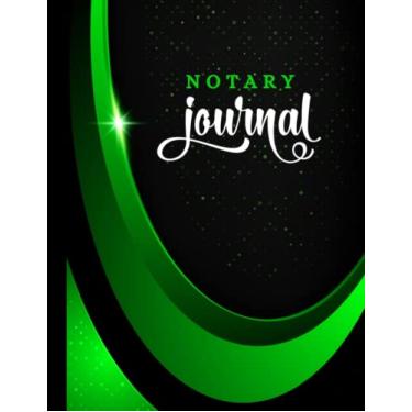 Imagem de Notary Journal: 8.5x11 Large Notarial Logbook/With 200 Numbered Pages - Two Record Logs Per Page / 400 Records/Ledger Book Gift For Signing Agents/Green 3D Geometric Curve on Black