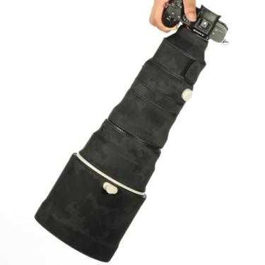 Imagem de CHASING BIRDS Capa protetora de lente impermeável camuflada para Sony FE 400 mm F2.8 GM OSS capa protetora de lente à prova de chuva (preto sombra, com 1,4X e 2,0X TC)