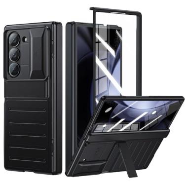Imagem de Para Samsung Galaxy Z Fold 6 Capa com suporte para S Pen e protetor de tela Capa de câmera deslizante Armadura Proteção de dobradiça de corpo inteiro Capas, Preto, para Samsung Z Fold 6