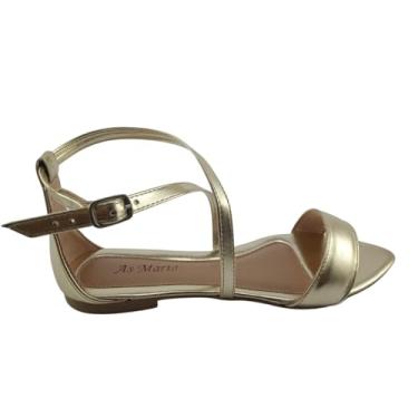 Imagem de Sandália Feminina Saltinho Baixo Festa Com Fivela Linda (Dourado, BR, Adulto, Numérico, 43)