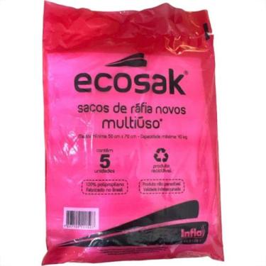 Imagem de Saco De Rafia Novo Ecosak 50Cm X 70Cm 40Kg Pacote Com 5 Pecas Branco