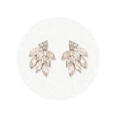 Imagem de Brincos de strass para mulheres, pequenos brincos delicados de cristal para meninas, bijuterias fofas para presente de festa de casamento, 0.7 inches, Vidro, Cristal Strass