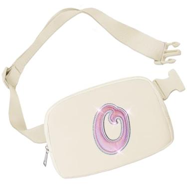 Imagem de Aganmi Bolsa de cinto de couro com letras fofas, bolsas transversais para viagem, pochete de viagem, coisas modernas, presentes de aniversário de Natal para meninas, Bege, 8.1x2x5.5inches/20.5x5x14cm,