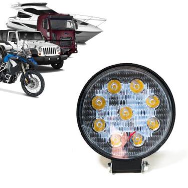Imagem de Farol Aux Redondo LED Branco 110mm (9 LEDs) 27W - 12/24v - TWT