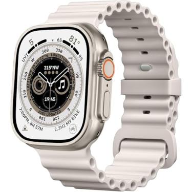 Imagem de Pulseira unissex Ocean para Apple Watch Ultra 49 mm, 45 mm, 44 mm, 42 mm, de silicone, ajustável, fivela de metal, para Apple Watch Ultra 2 1, iWatch séries 9, 8, 7, 6, 5, 4, 3, 2, 1 branca