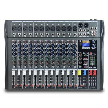 Imagem de Mesa de Som Profissional, 12 Canais, Mixer com USB, MP3, Bluetooth, Equalizador, Efeitos, Entradas XLR entrada 48V Phantom Power DJ Audio Network Karaoke Mobile Live High Power Mixer