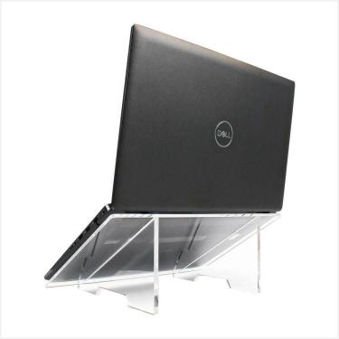 Imagem de Suporte Base Notebook 15 Ergonômico Inclinado Acrílico Premium Transparente Organizador Escritório