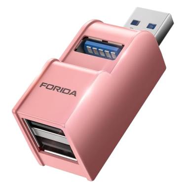 Imagem de Adaptador USB 3.0 de 3 portas, hub USB com 1 porta USB 3.0 e 2 portas USB 2.0, divisor de porta USB portátil para Keyborad, disco rígido móvel, disco U, câmera, mouse etc. (rosa)