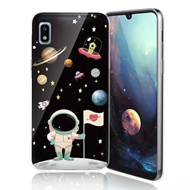Imagem de TJS Capa de celular compatível com Samsung Galaxy A10E de 5,8 polegadas (não serve para Galaxy A10/M10), design de cor fosca TPU transparente e macia (astronauta)