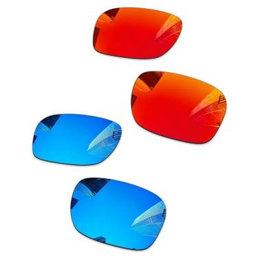 Imagem de Combine8 2 pares de lentes de reposição ploarizadas para óculos de sol Oakley Holbrook Metal OO4123 - Vermelho fogo + azul gelo