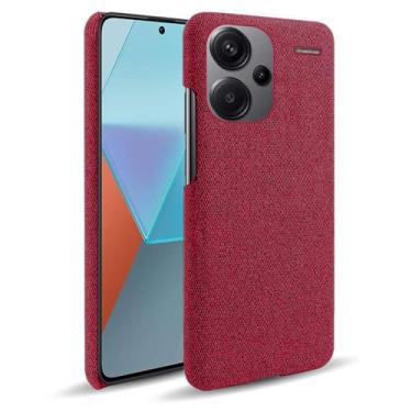 Imagem de Capa para Xiaomi Redmi Note 13 Pro Plus,Capa desenhada em lona,Case Protetora Ultrafina com Empunhadura Macia,Design em Tecido Antichoque e Antiarranhões-Red
