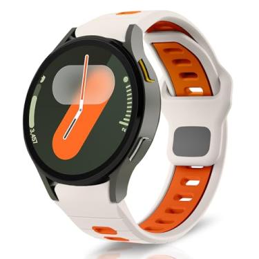 Imagem de RoYiio Pulseira de silicone para Samsung Galaxy Watch 7 FE 6 5 4 40 mm e 44 mm Pulseira esportiva respirável macia para Samsung Galaxy Watch 6 Classic/5 Pro/4 Classic - Laranja claro