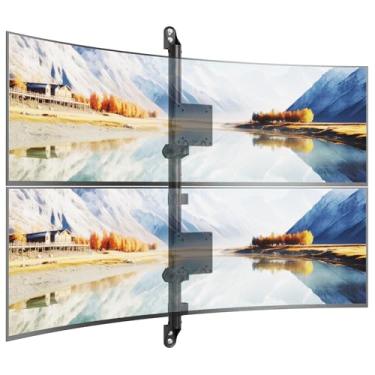 Imagem de Suporte de parede para monitor duplo de 17-57 polegadas, suporte vertical para monitor resistente, até 27 kg por tela, ultrafino de 108 mm para parede, VESA 75/100, mola a gás premium e liberação