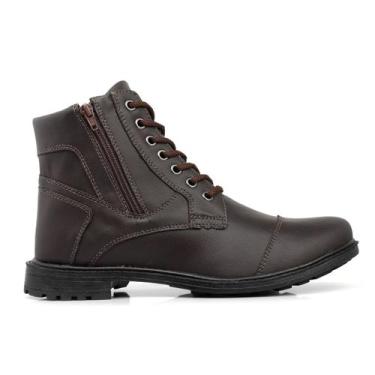 Imagem de Bota Coturno Masculino Moda Inverno Cano Médio Zíper Lateral Casual Di