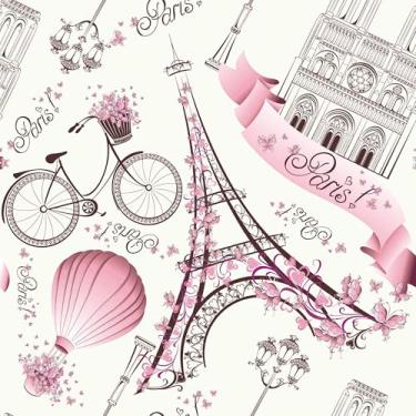 Imagem de Papel De Parede Adesivo Paris Autocolante Rosa Menina Teen 10m