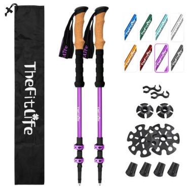 Imagem de Bastões de trekking TheFitLife Lightweight 7075 Alumínio Roxo