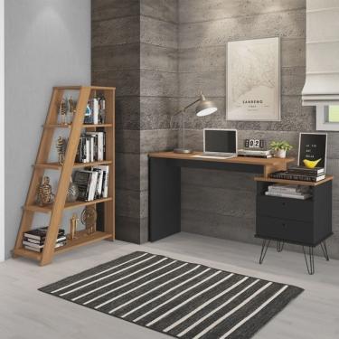 Imagem de Kit 2 Peças Escrivaninha com Estante Escada Estilo Industrial