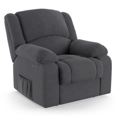 Imagem de Poltrona Do Papai Reclinável Melim Power Touch Veludo Cinza Fh1 - D'rossi