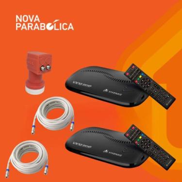 Imagem de 2 Receptores  Digital Vx10 Vivensis + Lnbf Duplo + 2 Cabos 15mts cada