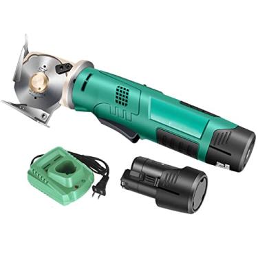 Imagem de Cortador de tecido giratório sem fios elétrico cortador de tecido máquina de cortar tesouras giratórias elétricas grau industrial, para tecido multicamada de 0,79 polegadas/25 mm lã de couro, com 2 ba