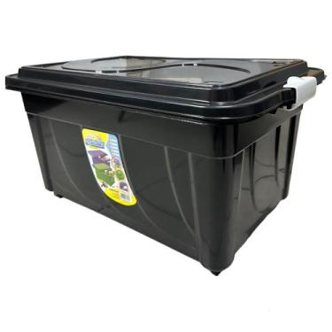 Imagem de Caixa Organizadora de Plástico Preta 60L Com Rodas Agraplast - Mercado