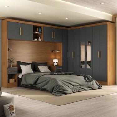 Imagem de Guarda-Roupa Modulado Soberano 11 Portas 5 Gavetas com Espelho Cinamomo/Cinza - Panorama Móveis