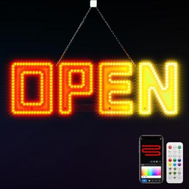 Imagem de Pequenas placas de LED abertas para compra com 13 modos de cena, sinal aberto para horário comercial para varejo e restaurante