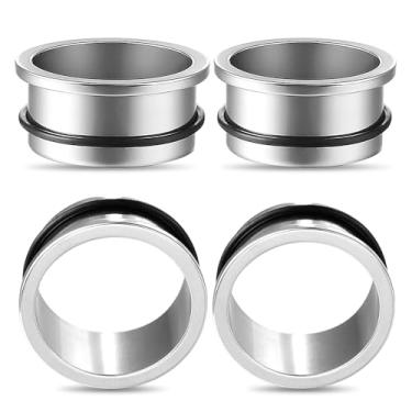 Imagem de LADEMAYH Kit de alongamento de alargadores de ouvido sem dor, incrementos de 0,5 mm, túneis de orelha de aço cirúrgico hipoalergênicos e anéis de borracha, joias corporais expansores confortáveis para