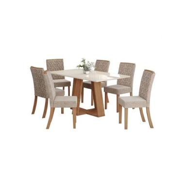 Imagem de Mesa Jantar Lins 160 6 Cadeiras Esther Creme - Henn