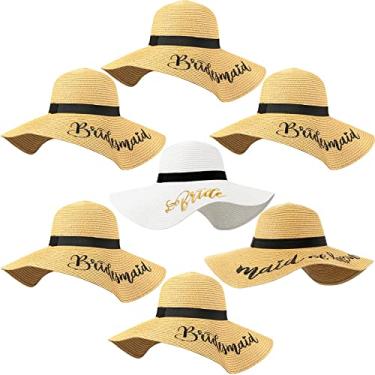 Imagem de Hsei Chapéu de sol, 7 peças de presente de despedida de solteira, chapéu de sol flexível ajustável bordado para noiva e dama de honra para chá de panela, casamento, viagem de lua de mel, presente