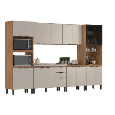 Imagem de Jogo de Cozinha Modulada 340m Firenze com Balcão 120m Para Pia Sem Tampo - Amêndola Touch/ Nude Prime TX Demóbile 