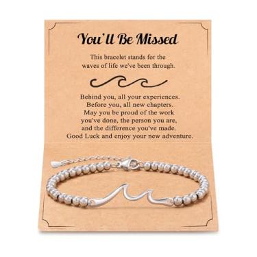 Imagem de Tarsus Melhor presente de aposentadoria para mulheres 2025, The Waves of Life You've been Through, pulseira de onda para aposentadoria mulheres colegas de trabalho amigas aposentadas ideias de
