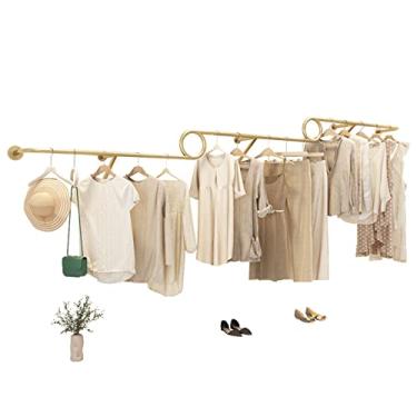 Imagem de CUTPOIY Prateleiras de exibição de roupas de boutique montadas na parede, varões para pendurar tubos industriais, suporte de exibição de loja, estantes de exibição de varejo varões de lavanderia (350