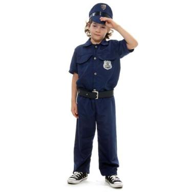 Imagem de Fantasia Policial Infantil Azul Marinho Com Boina e Cinto - Sulamerica