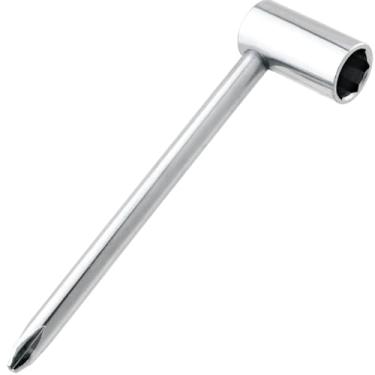 Imagem de PAGOW Chave de haste de treliça de guitarra 5/40.6 cm (8 mm), chave de ajuste de reparo de guitarra com chave de fenda cruzada - prata (1 peça)